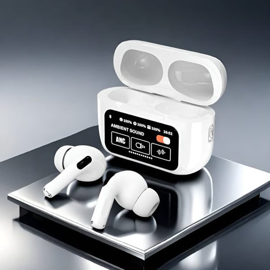 White A9 Pro ANC AirPods with Screen | Bluetooth 5.4 - Nexus Buds